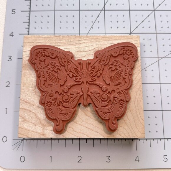 Scroll Butterfly Fairy Rubber Stamp Inkadinkado 99313 Fantasy Floral Swirl Craft - Picture 4 of 4